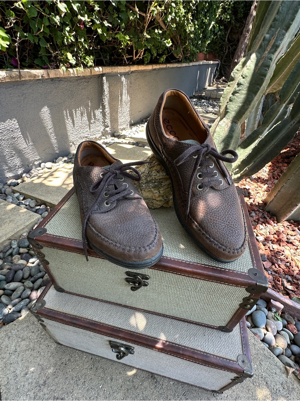 ECCO Men’s ‘Cross’ Brown Leather Casual Lace-Up Shoes. Size 42.